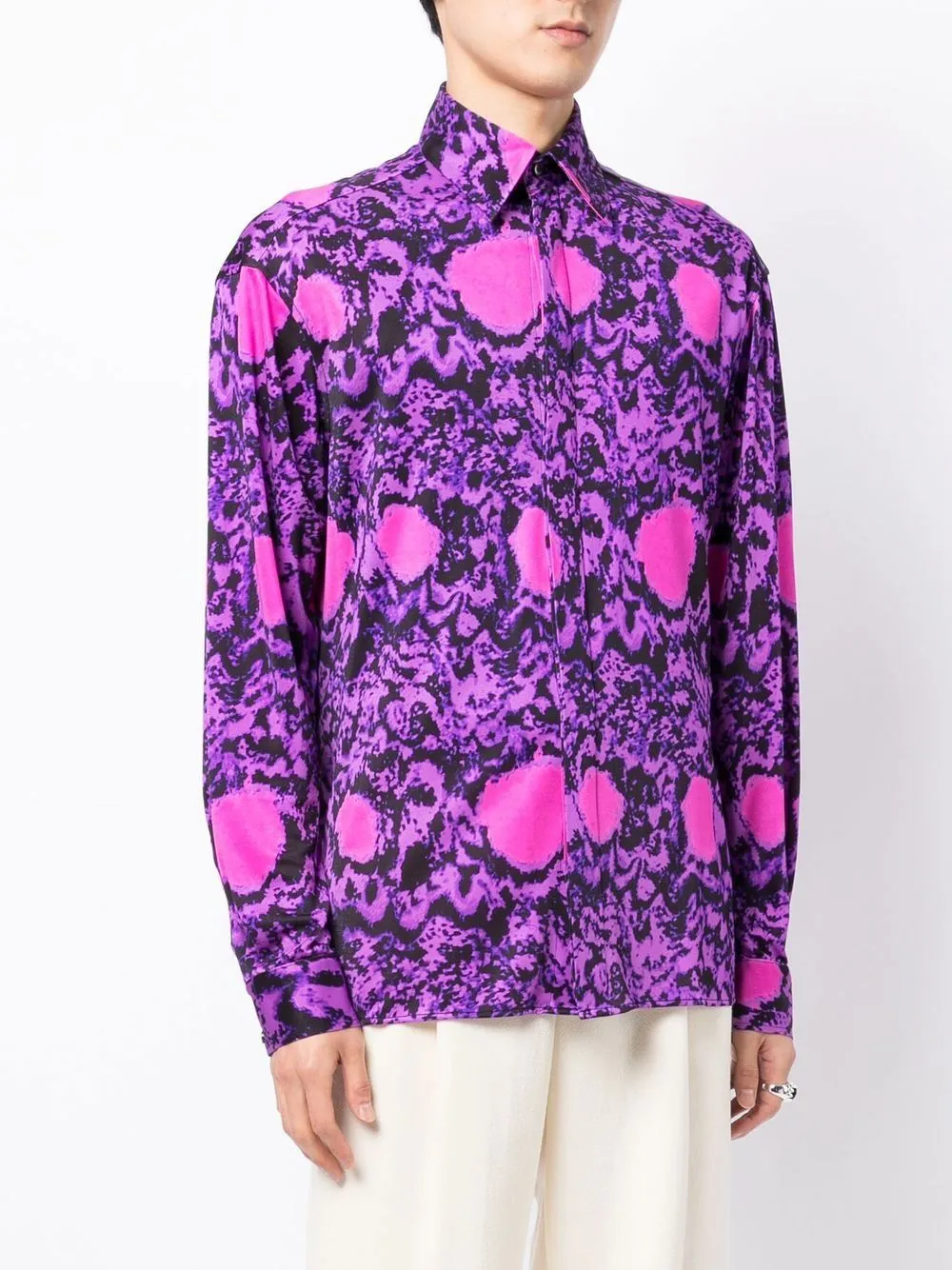 Abstract-Pattern Long-Sleeve Shirt