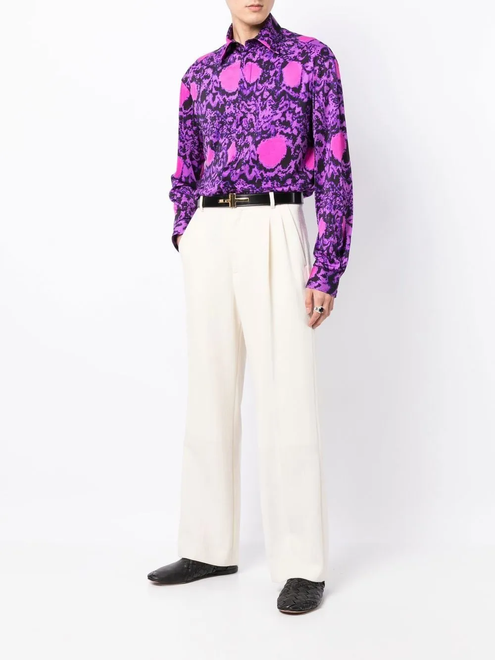 Abstract-Pattern Long-Sleeve Shirt
