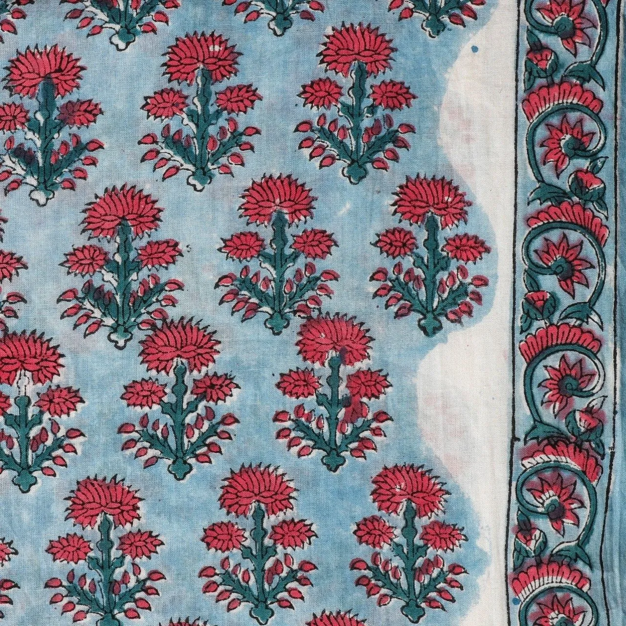Appealing Hand Block Print Cotton Suit Set with Mulmul Dupatta (PRMUL257)