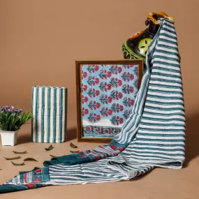 Appealing Hand Block Print Cotton Suit Set with Mulmul Dupatta (PRMUL257)