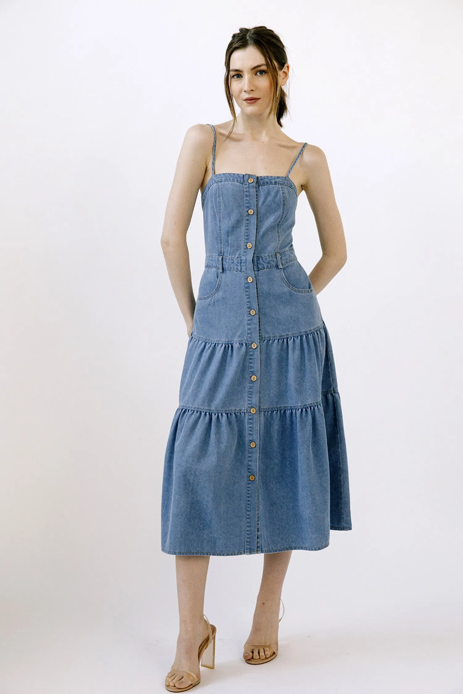 Certainly! To optimize the title of an e-commerce product like the Ashton Denim Dress, we can add modifiers to highlight key features and benefits that might attract more customers. Heres an optimized version:

Ashton Womens Casual Denim Dress with Short Sleeves and Front Pockets

This title includes:

1. **Target Audience**: Womens specifies who the dress is for.
2. **Style/Occasion**: Casual suggests the intended use or style of the dress.
3. **Material**: Denim highlights the material, which is often a selling point.
4. **Design Features**: Short Sleeves and Front Pockets provide additional details that shoppers might be looking for.

This optimized title provides more information and can draw in potential buyers by addressing specific preferences and needs.