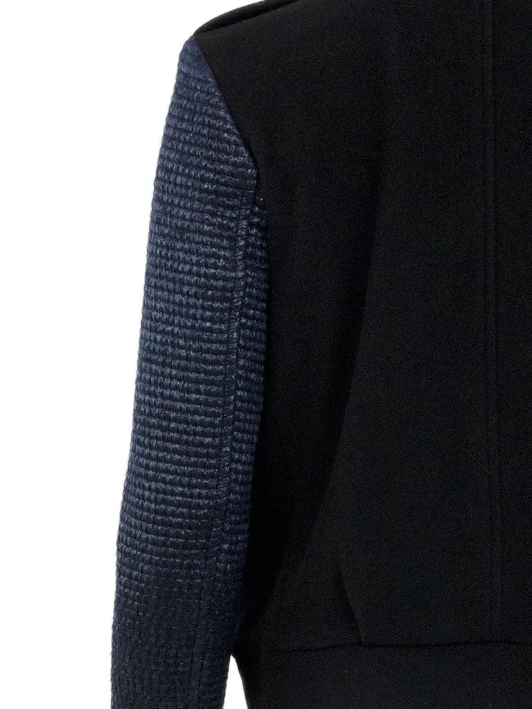 Black Jacket With Blue Woven Sleeves