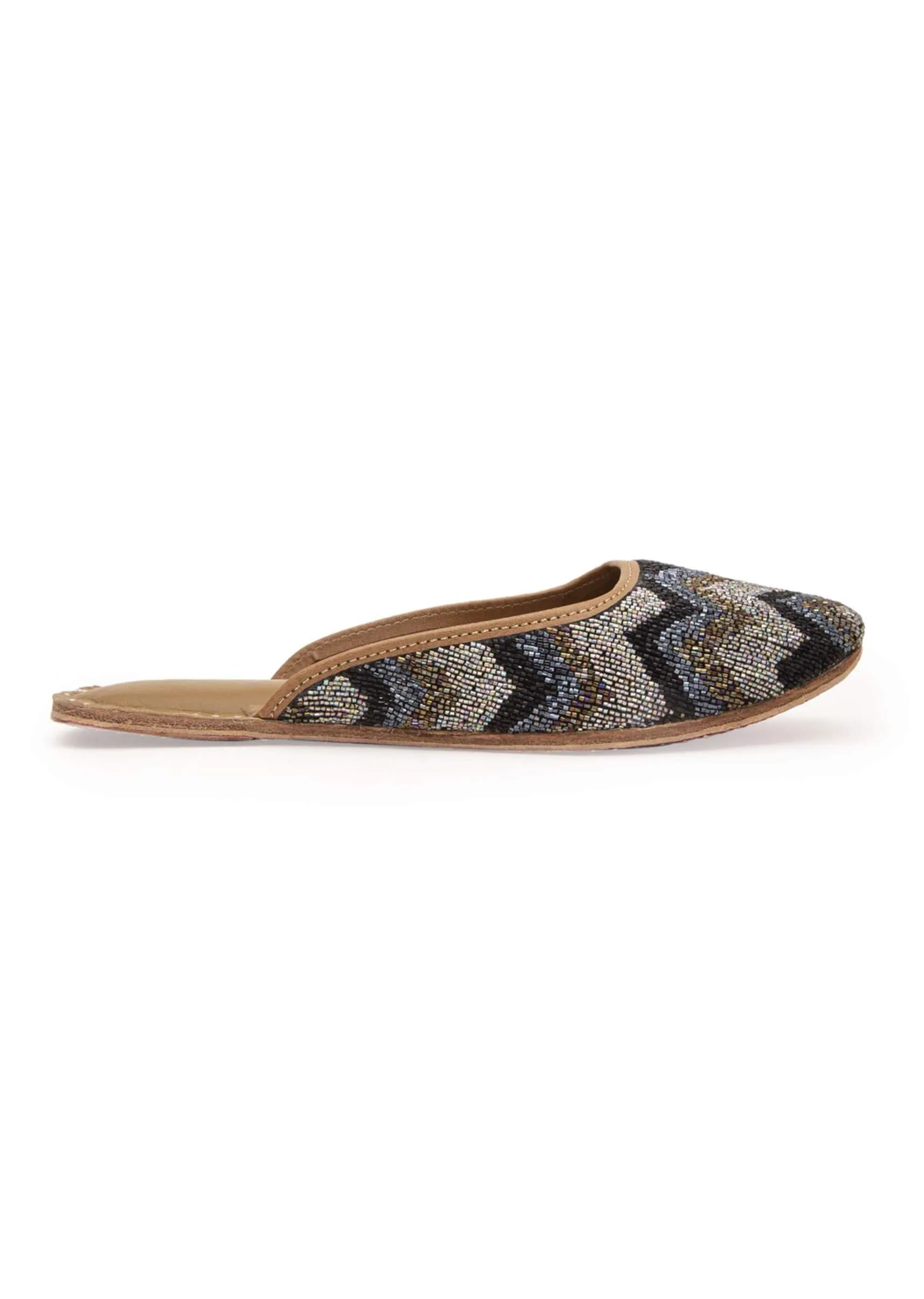 Black Juttis In Silk With Fine Cut Dana Embroidery
