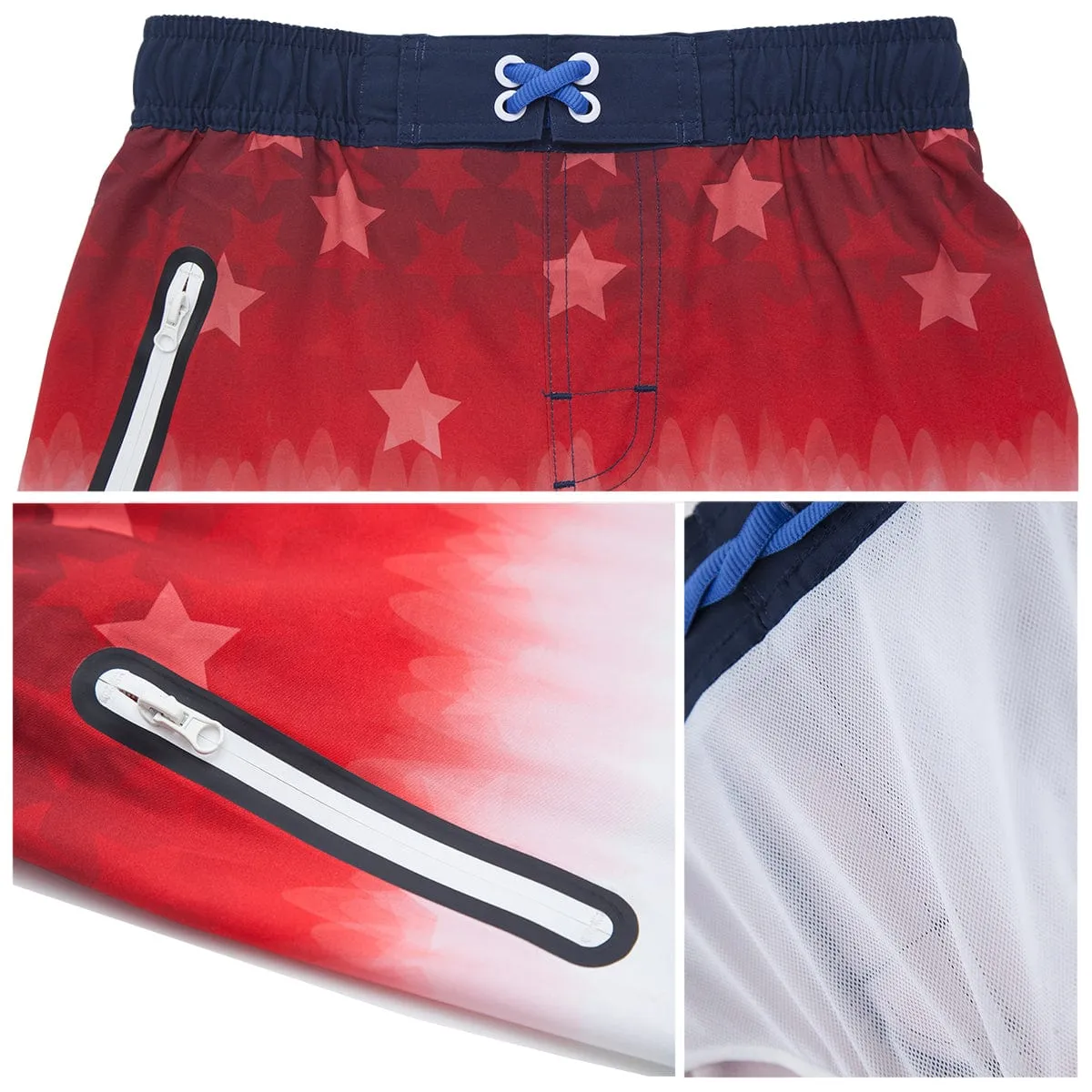 Boys' 4-Way Stretch Mesh Lined Swim Trunks
