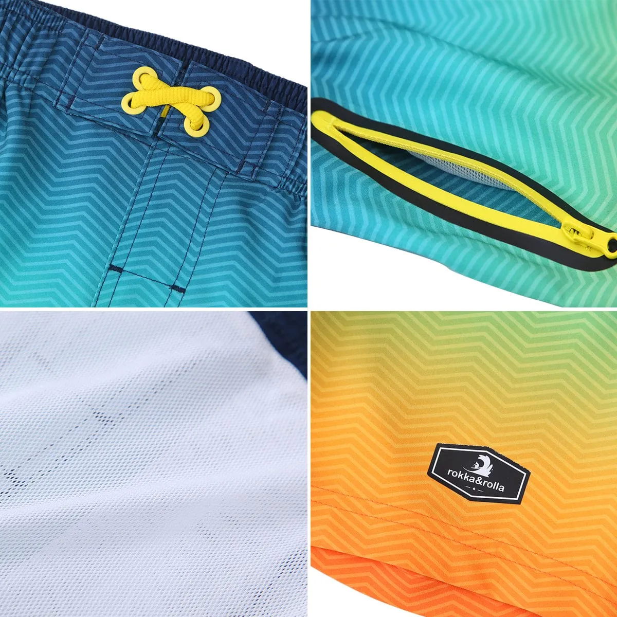 Boys' 4-Way Stretch Mesh Lined Swim Trunks