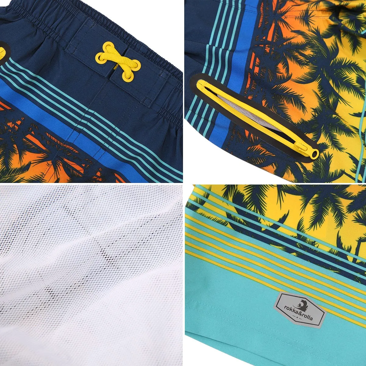 Boys' 4-Way Stretch Mesh Lined Swim Trunks