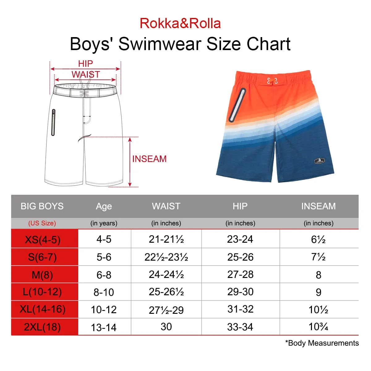 Boys' 4-Way Stretch Mesh Lined Swim Trunks