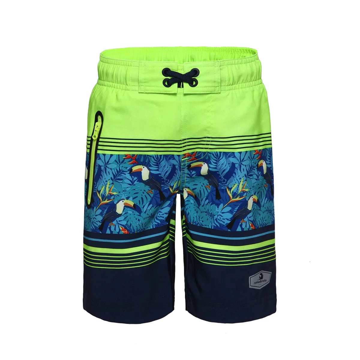 Boys' 4-Way Stretch Mesh Lined Swim Trunks