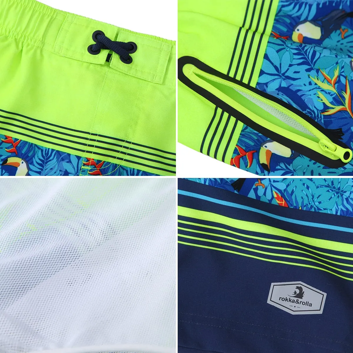Boys' 4-Way Stretch Mesh Lined Swim Trunks