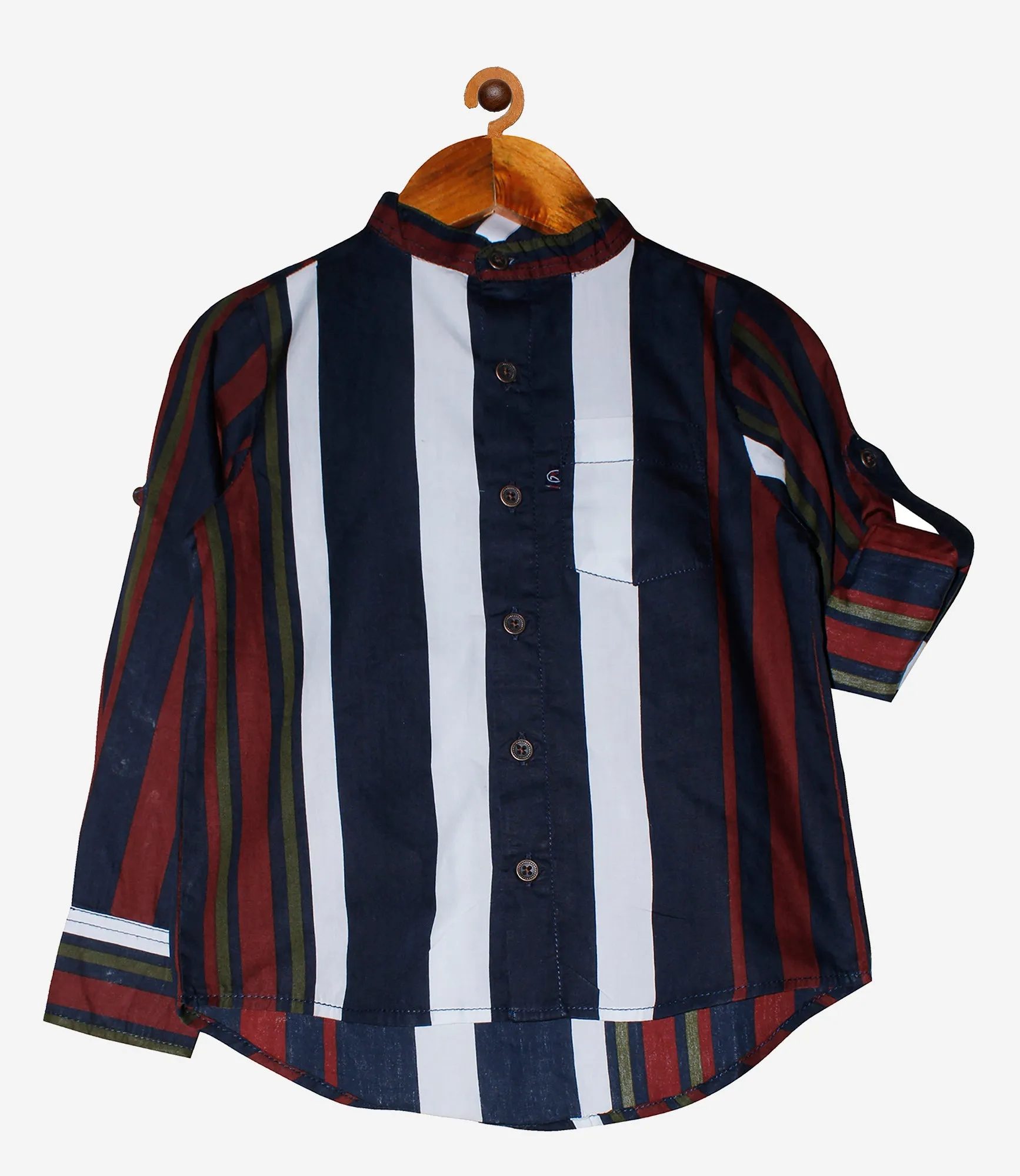 Boys Mandarin Collar Full Sleeve Cotton Shirt