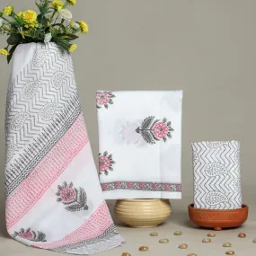 Buta Print Cotton Suit Set with Mulmul Dupatta (COT21)