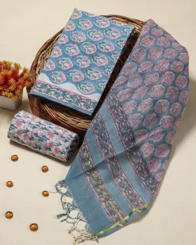 Buti Print Cotton Suit Set with Kota Doria Dupatta (3CKD23)