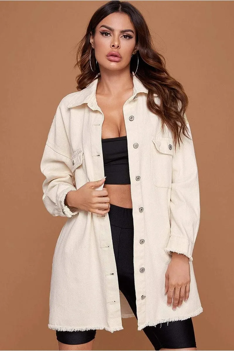BUTTON DOWN DENIM LONG SHIRTS JACKET
