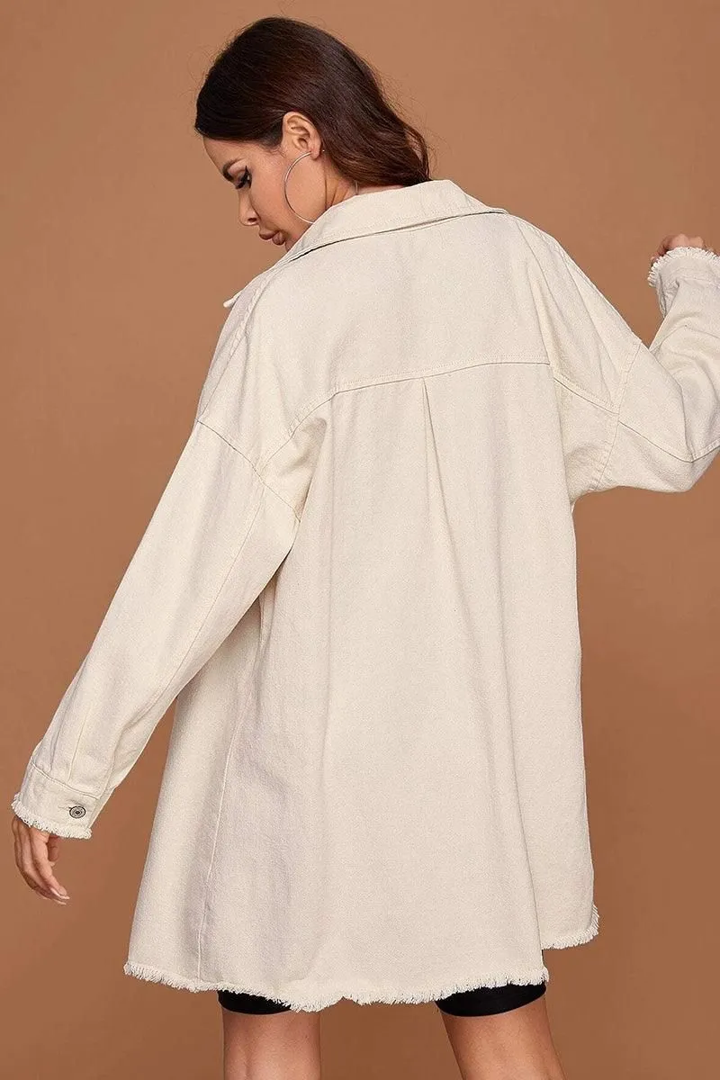 BUTTON DOWN DENIM LONG SHIRTS JACKET