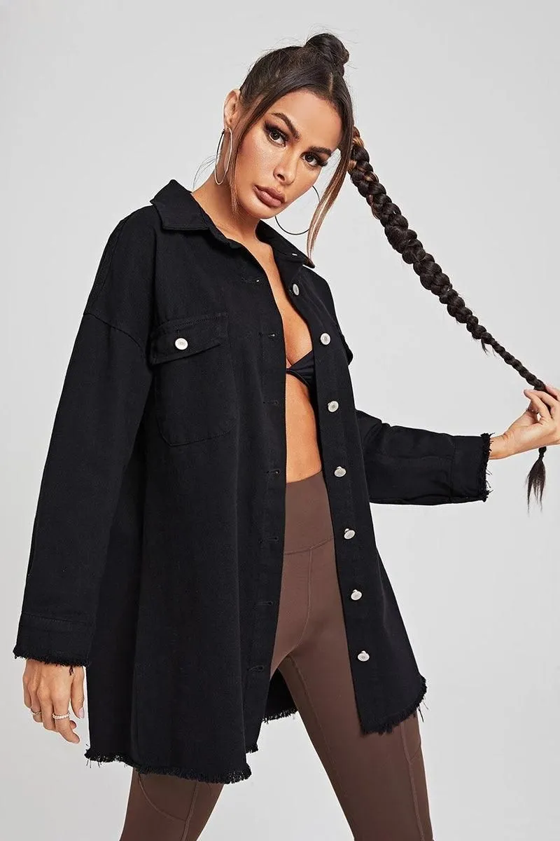 BUTTON DOWN DENIM LONG SHIRTS JACKET