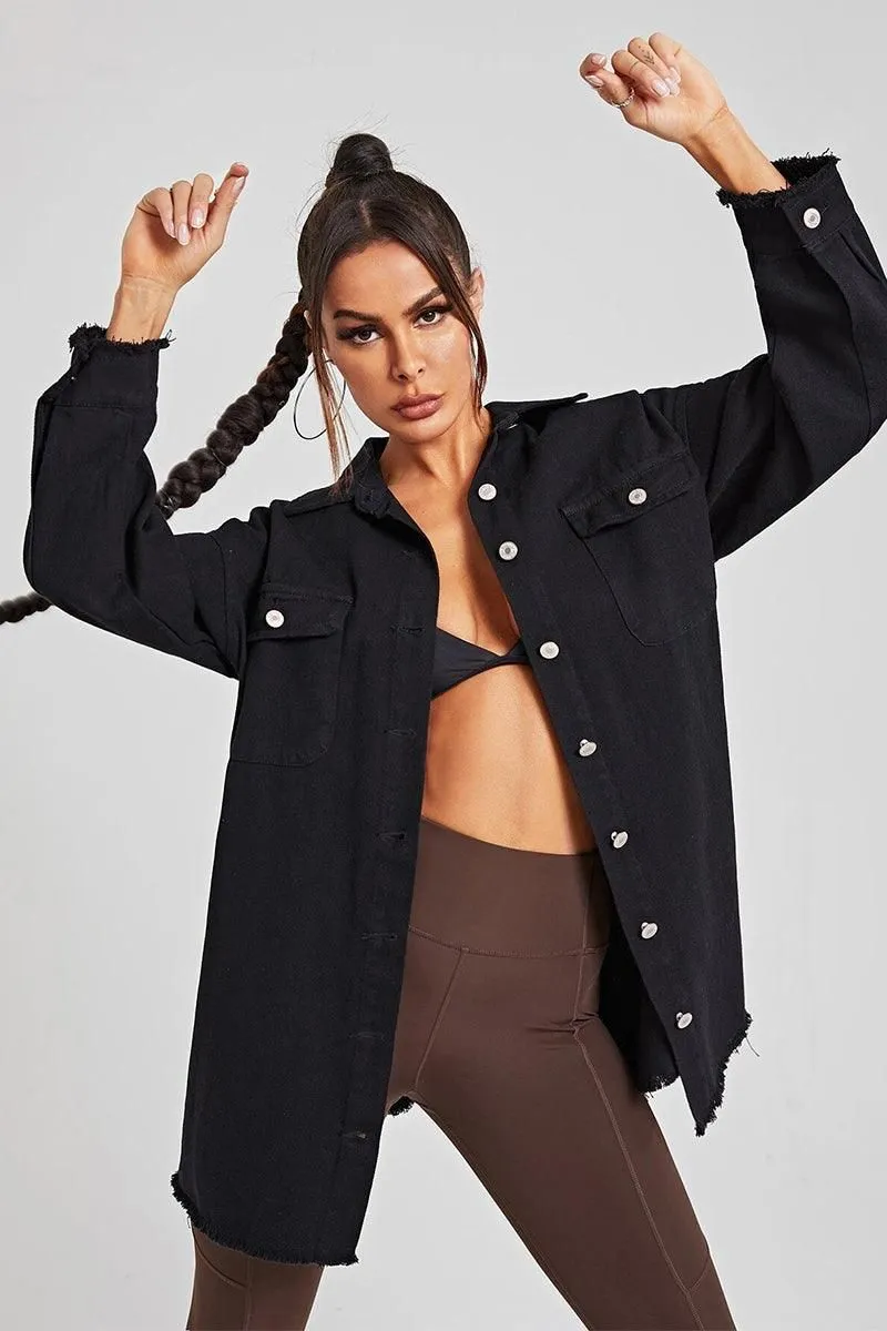 BUTTON DOWN DENIM LONG SHIRTS JACKET