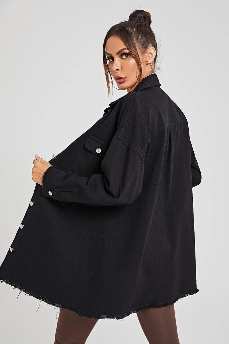 BUTTON DOWN DENIM LONG SHIRTS JACKET