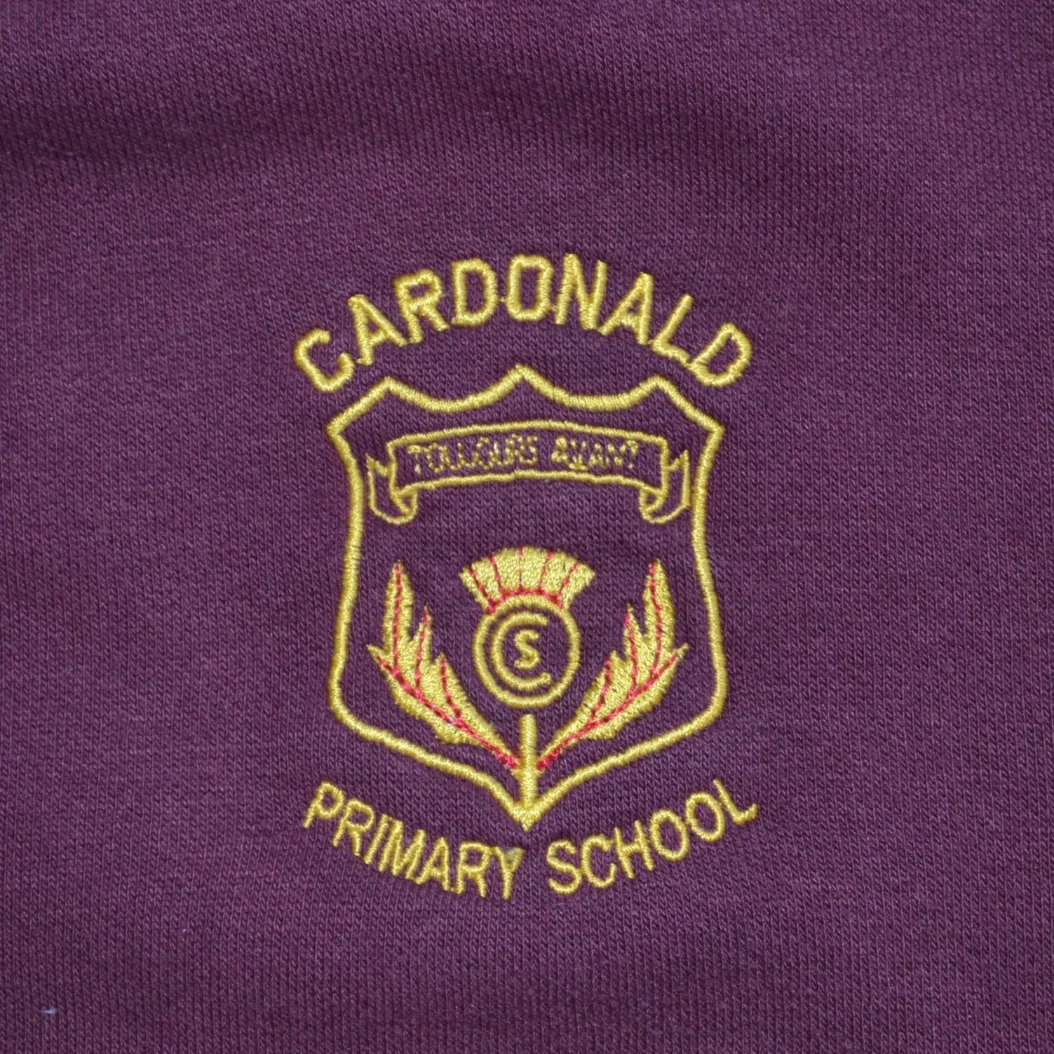 *Cardonald Primary burgundy jersey cardigan