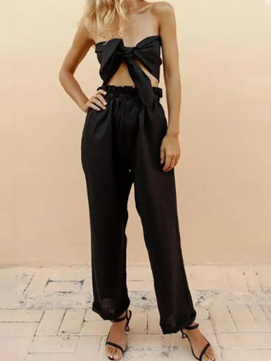 Casual Cotton and Linen Two-piece Suit