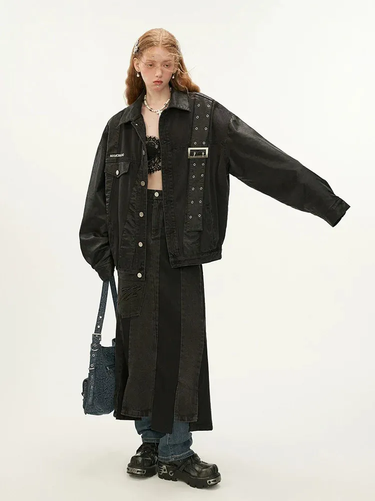 Denim Niche Leather Strap Jacket