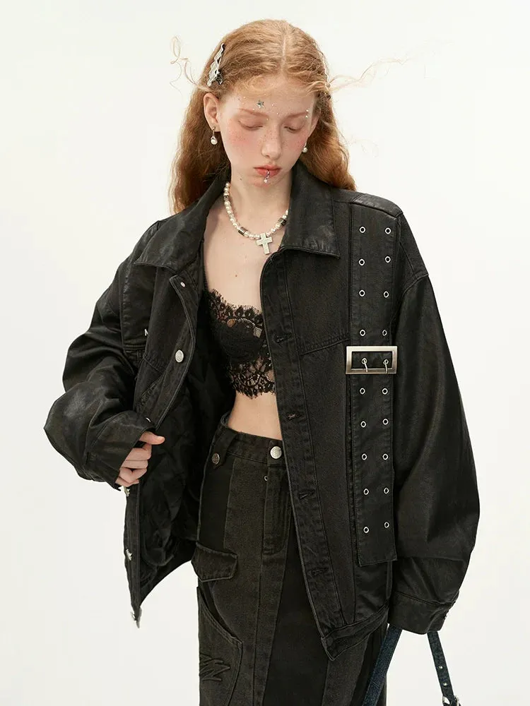 Denim Niche Leather Strap Jacket