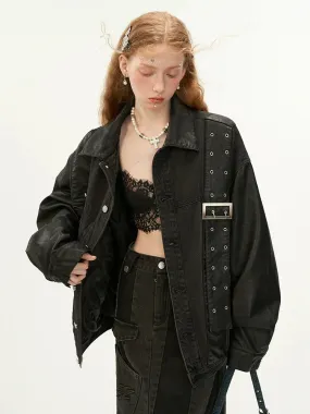Denim Niche Leather Strap Jacket
