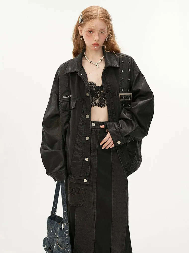 Denim Niche Leather Strap Jacket