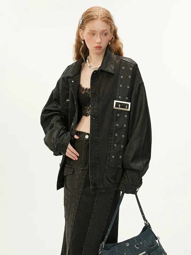 Denim Niche Leather Strap Jacket