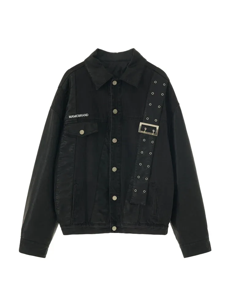 Denim Niche Leather Strap Jacket