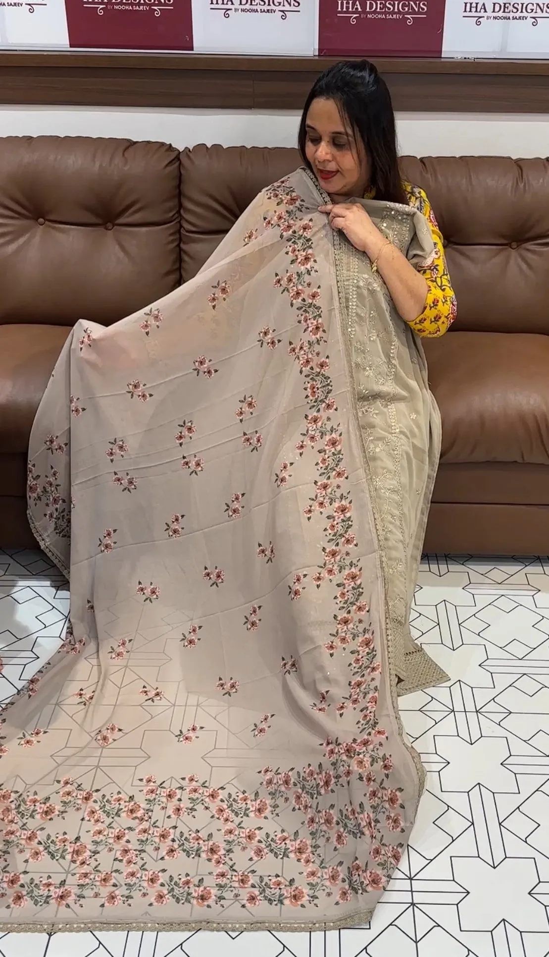 EMBROIDERED UNSTITCHED SALWAR SUITS - IHA 14744