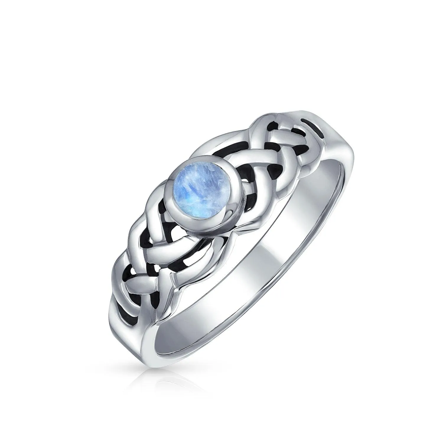 Gemstone CZ BFF Sorority Sister Celtic Triquetra Love Knot Ring .925 Silver