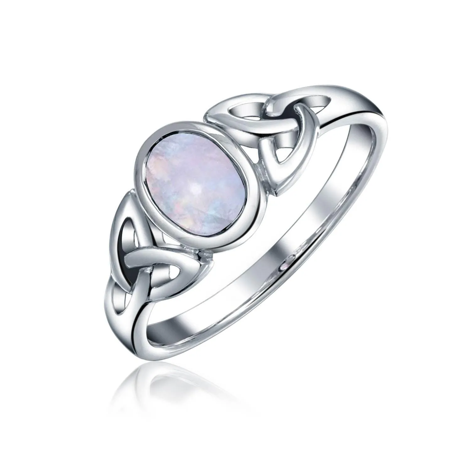 Gemstone CZ BFF Sorority Sister Celtic Triquetra Love Knot Ring .925 Silver