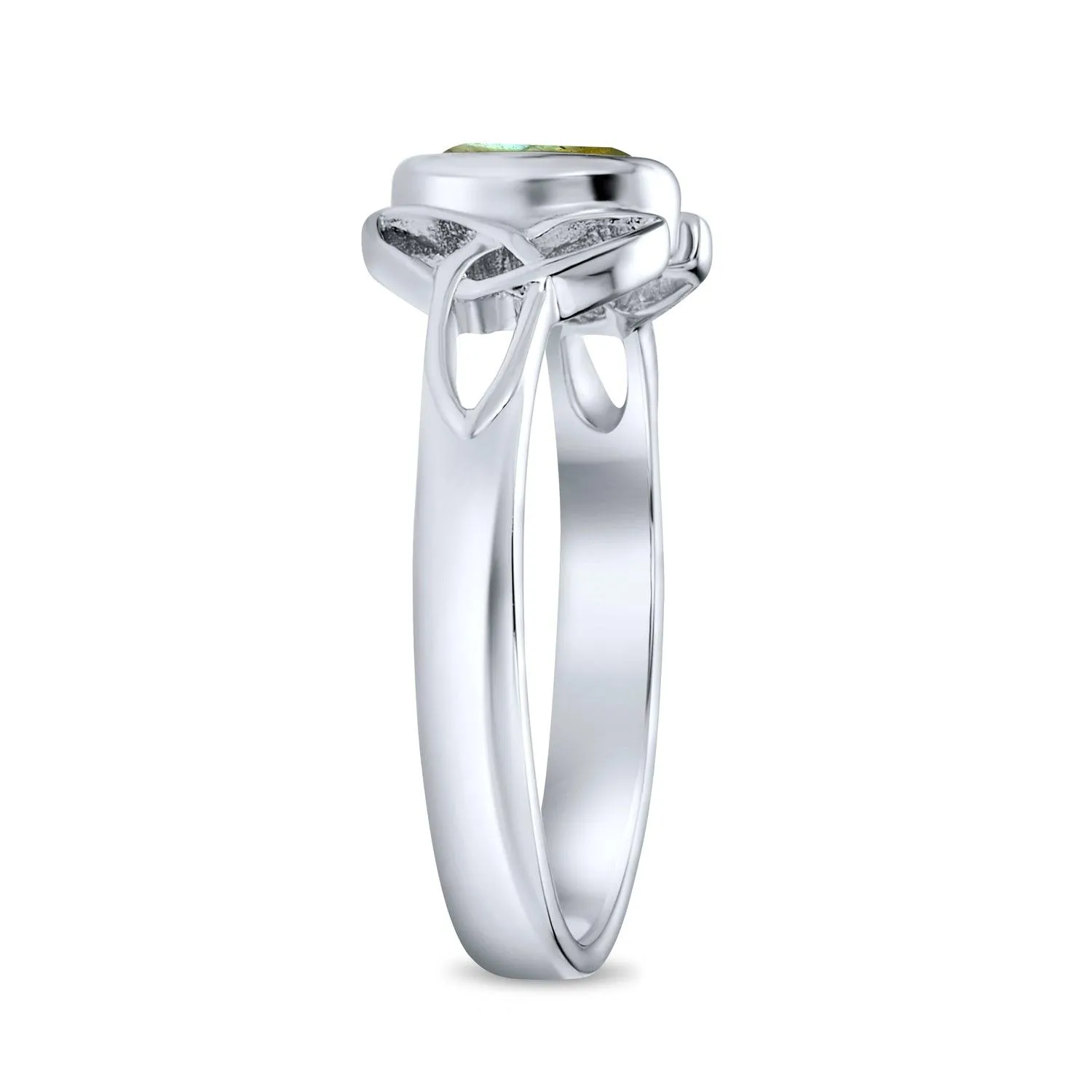 Gemstone CZ BFF Sorority Sister Celtic Triquetra Love Knot Ring .925 Silver