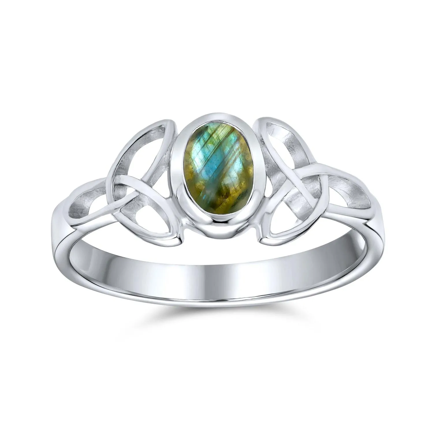 Gemstone CZ BFF Sorority Sister Celtic Triquetra Love Knot Ring .925 Silver