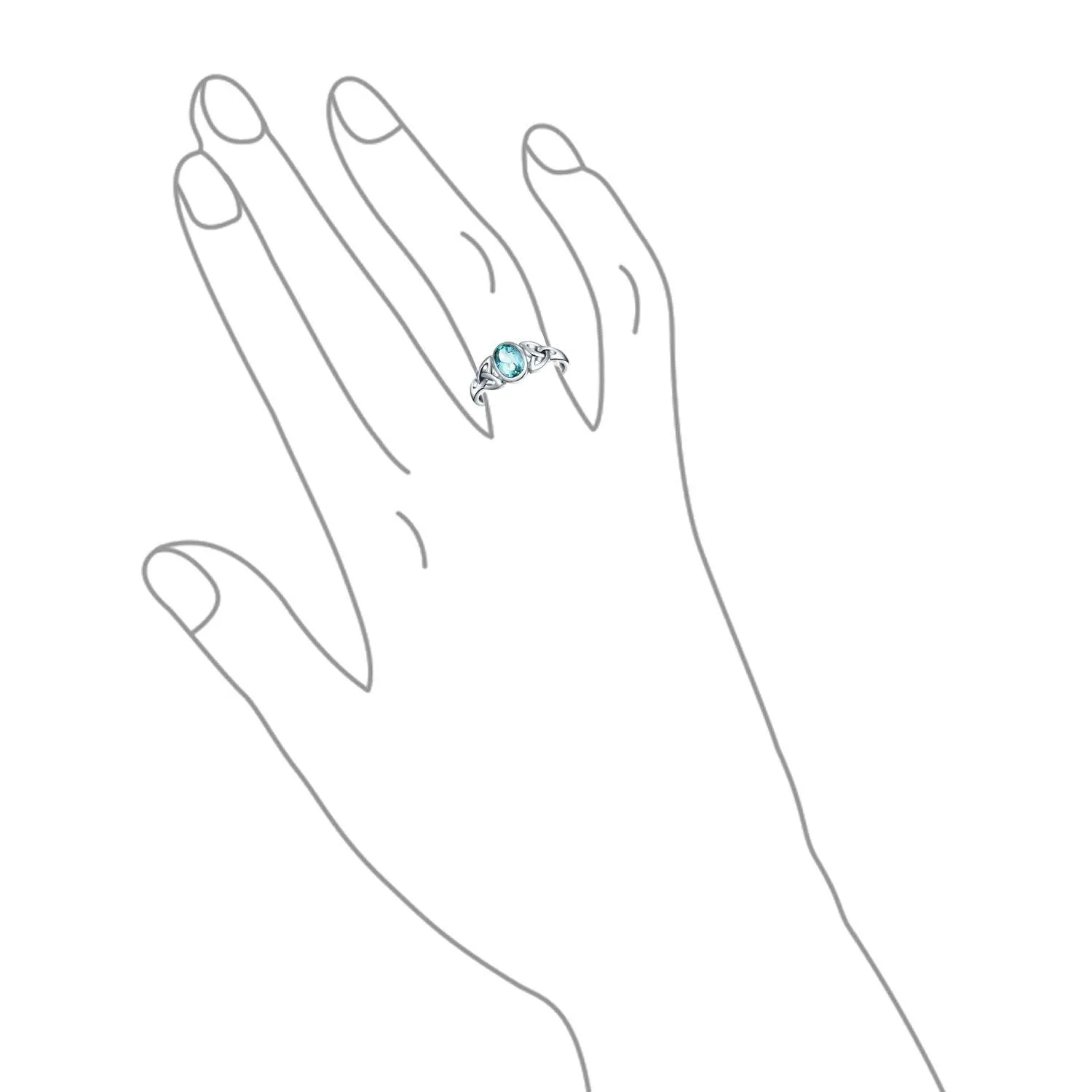 Gemstone CZ BFF Sorority Sister Celtic Triquetra Love Knot Ring .925 Silver