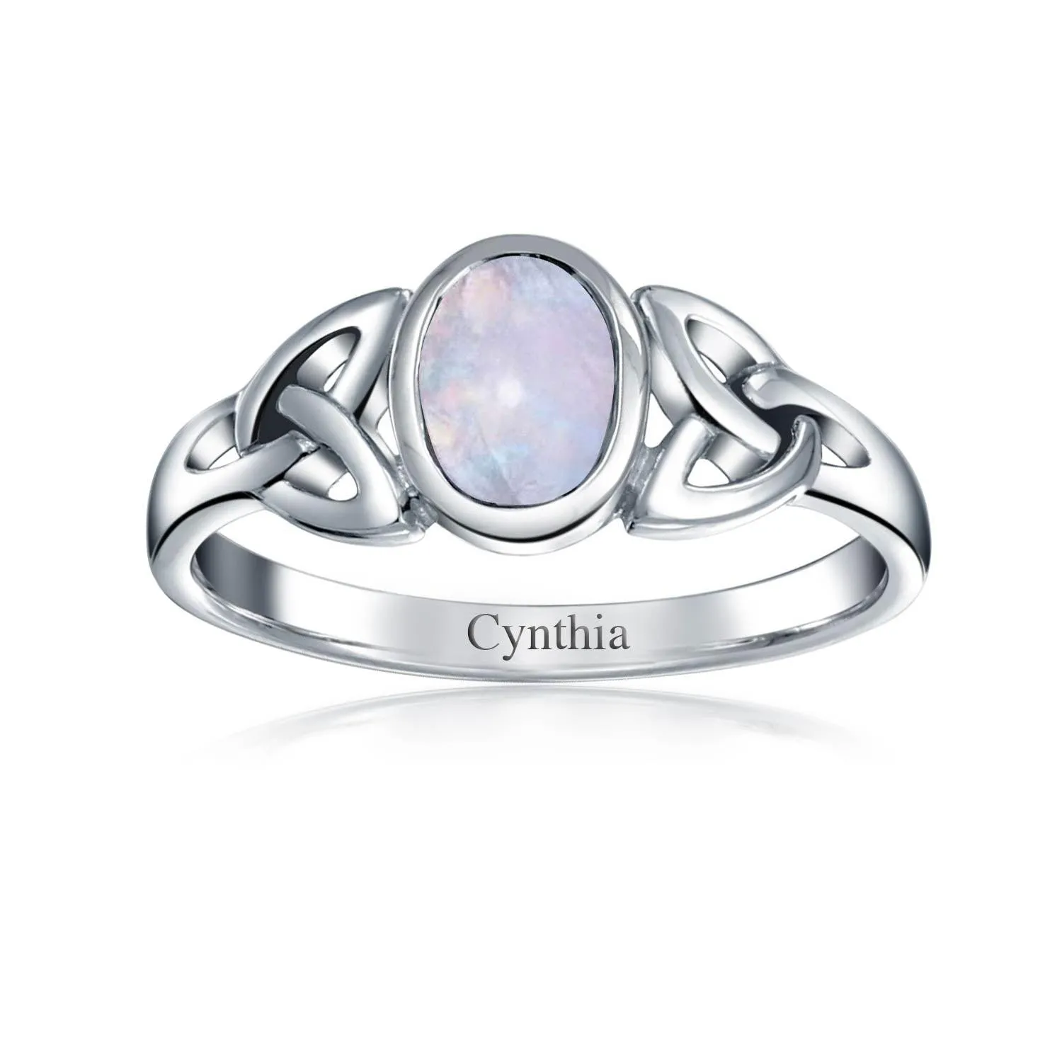 Gemstone CZ BFF Sorority Sister Celtic Triquetra Love Knot Ring .925 Silver