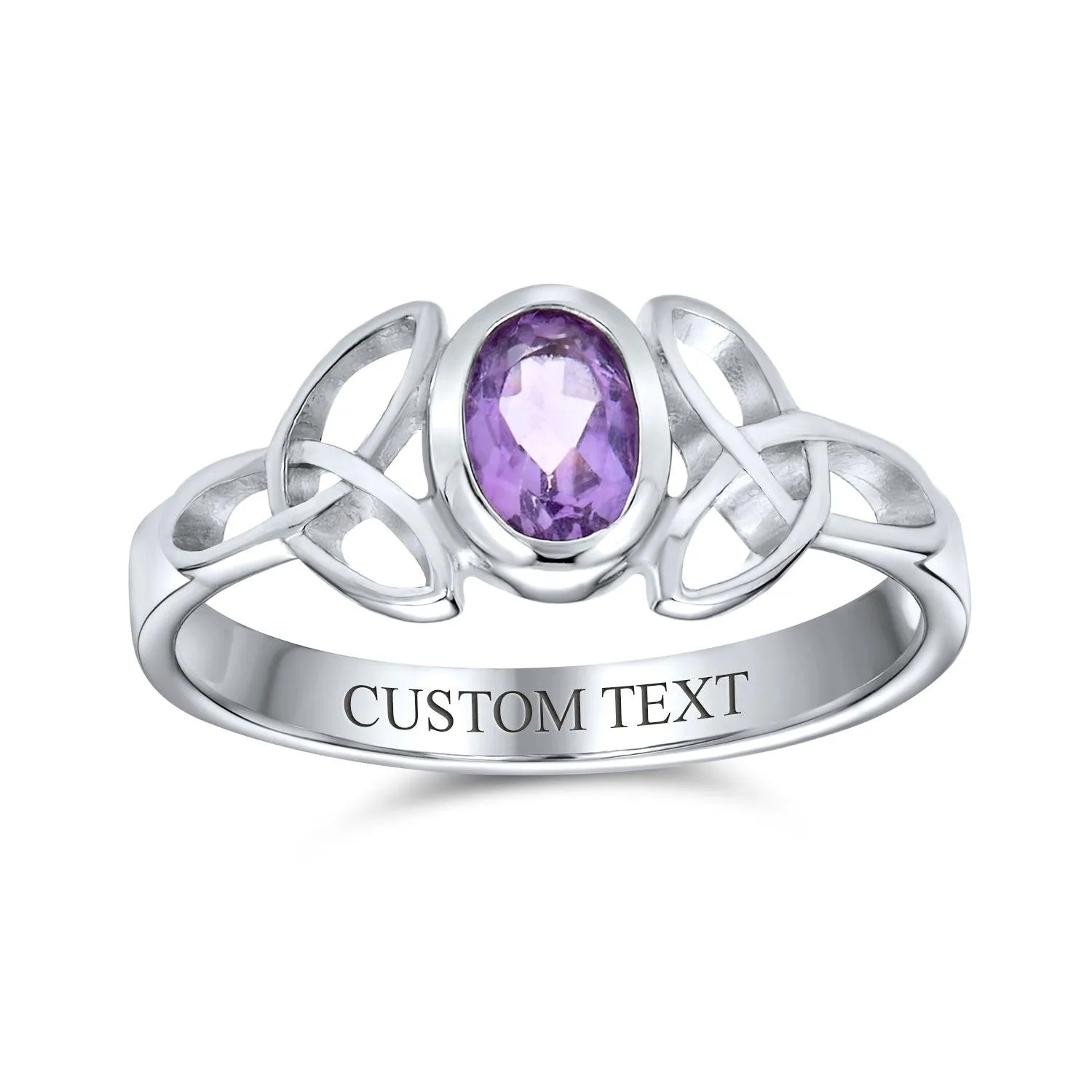 Gemstone CZ BFF Sorority Sister Celtic Triquetra Love Knot Ring .925 Silver
