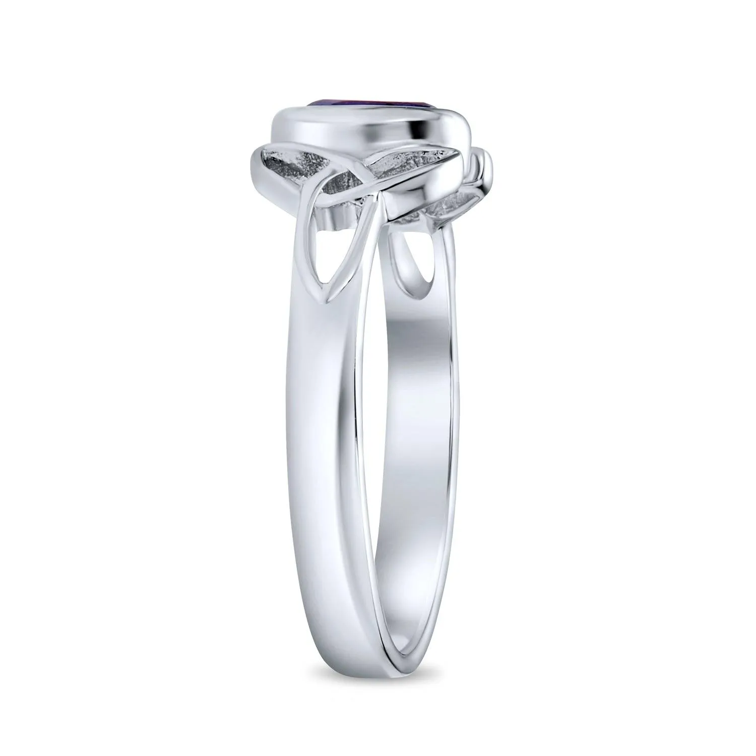 Gemstone CZ BFF Sorority Sister Celtic Triquetra Love Knot Ring .925 Silver