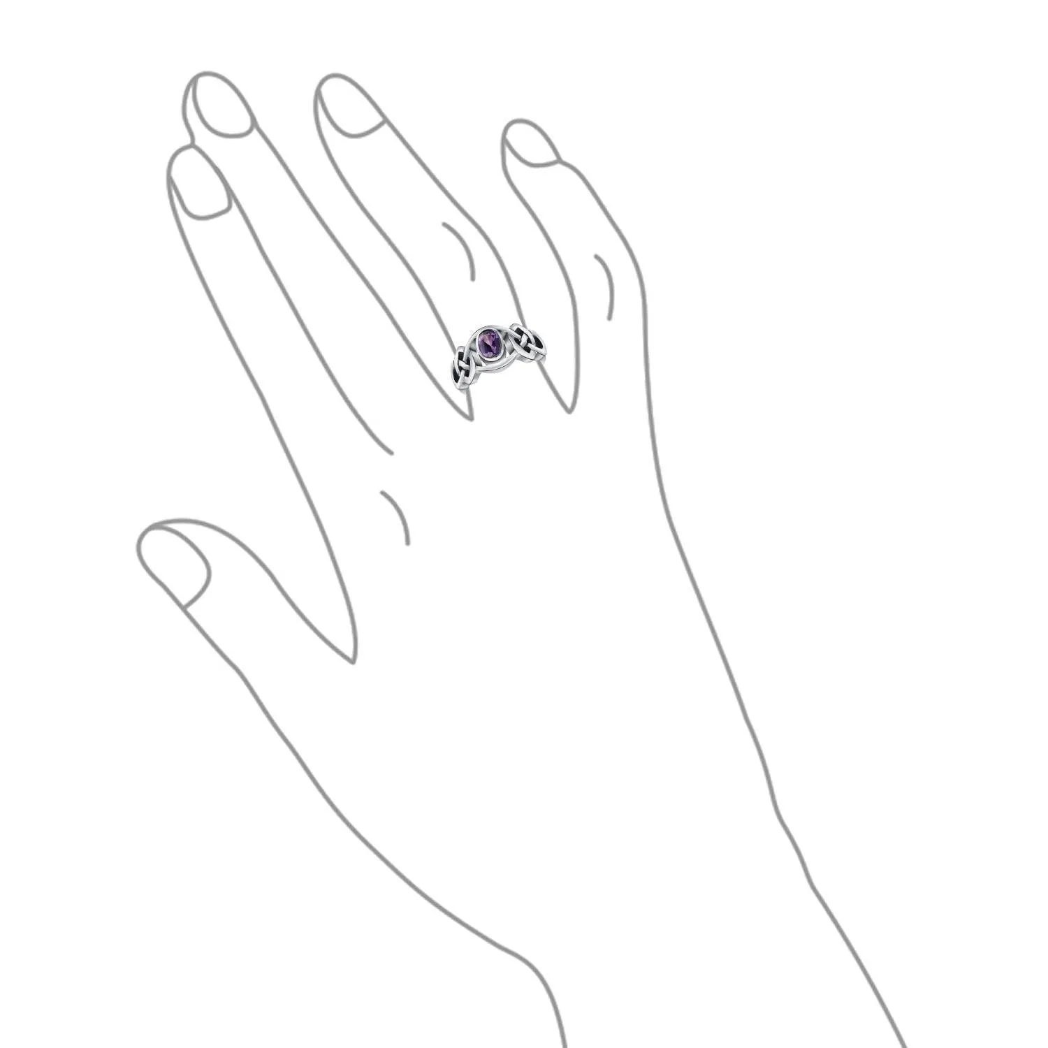 Gemstone CZ BFF Sorority Sister Celtic Triquetra Love Knot Ring .925 Silver