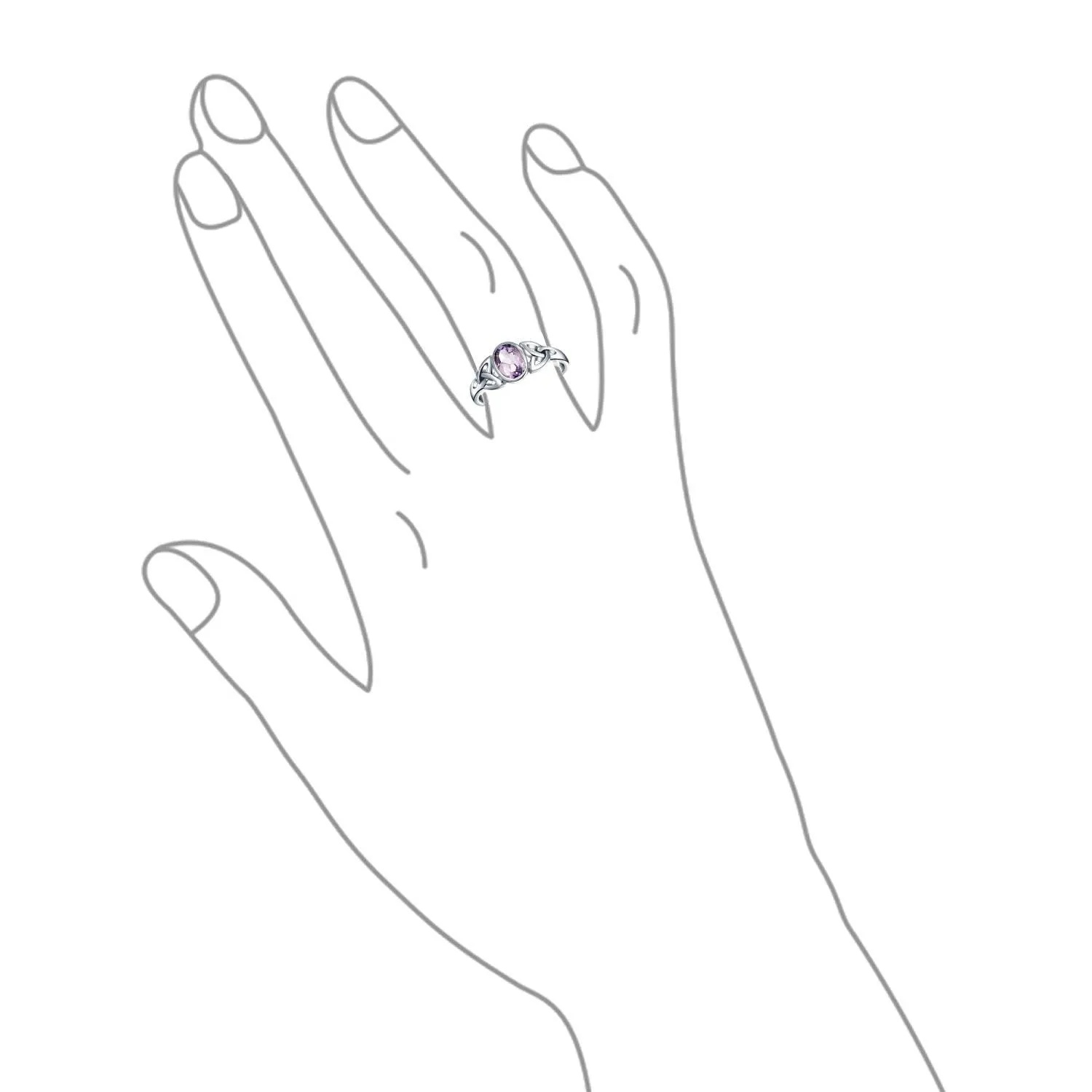Gemstone CZ BFF Sorority Sister Celtic Triquetra Love Knot Ring .925 Silver