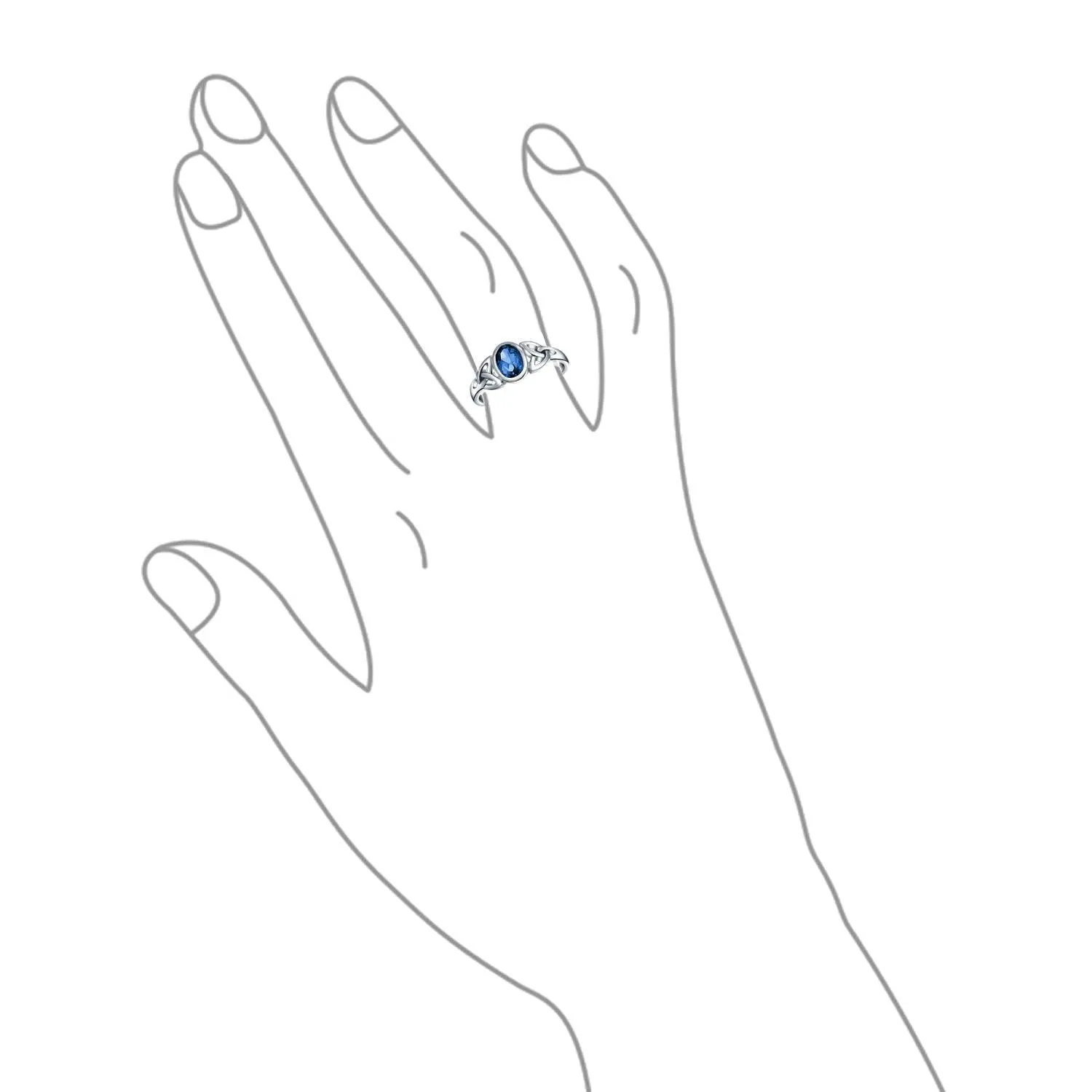Gemstone CZ BFF Sorority Sister Celtic Triquetra Love Knot Ring .925 Silver
