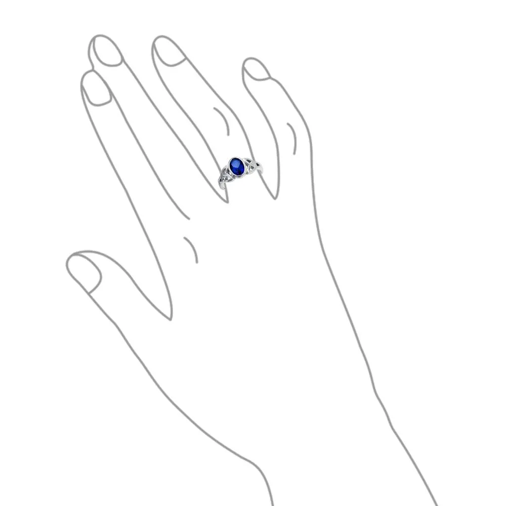 Gemstone CZ BFF Sorority Sister Celtic Triquetra Love Knot Ring .925 Silver