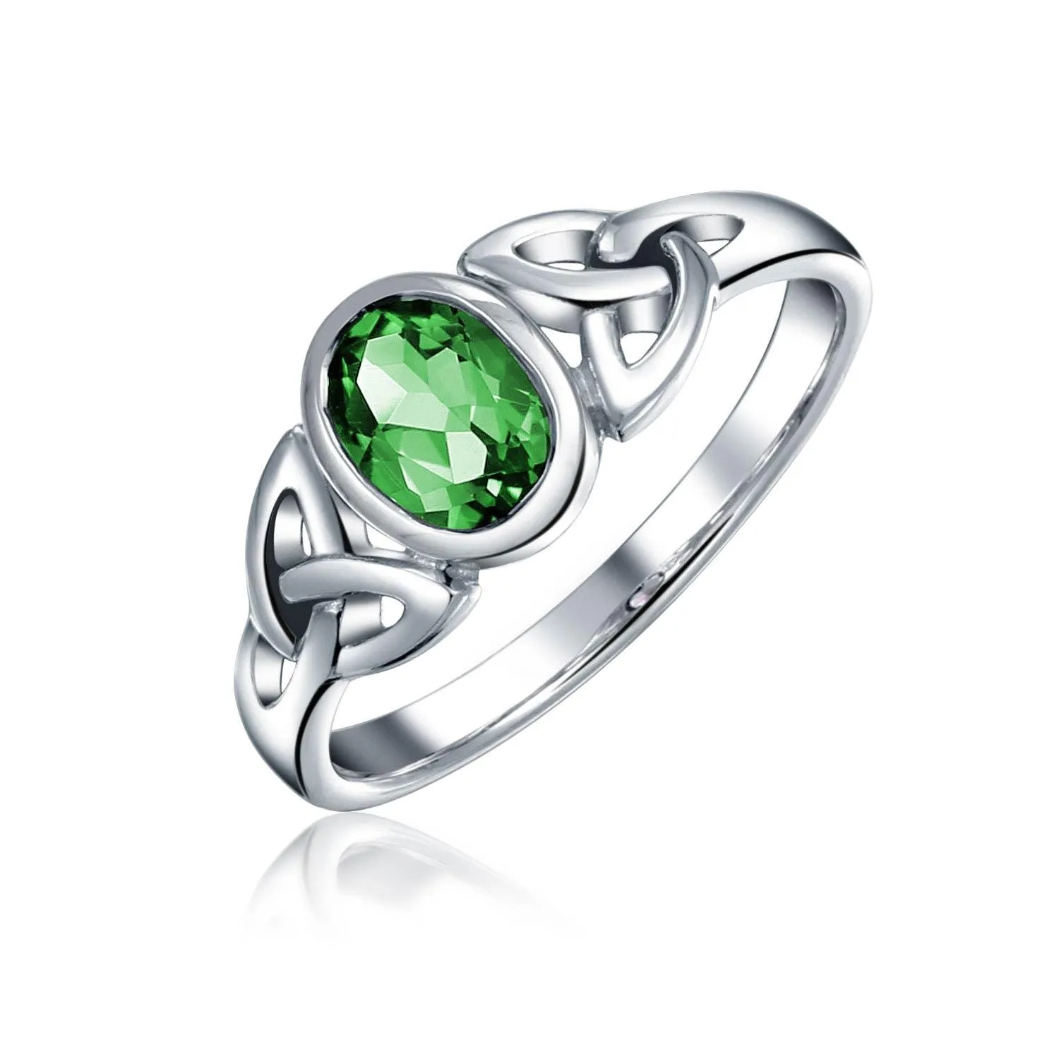 Gemstone CZ BFF Sorority Sister Celtic Triquetra Love Knot Ring .925 Silver