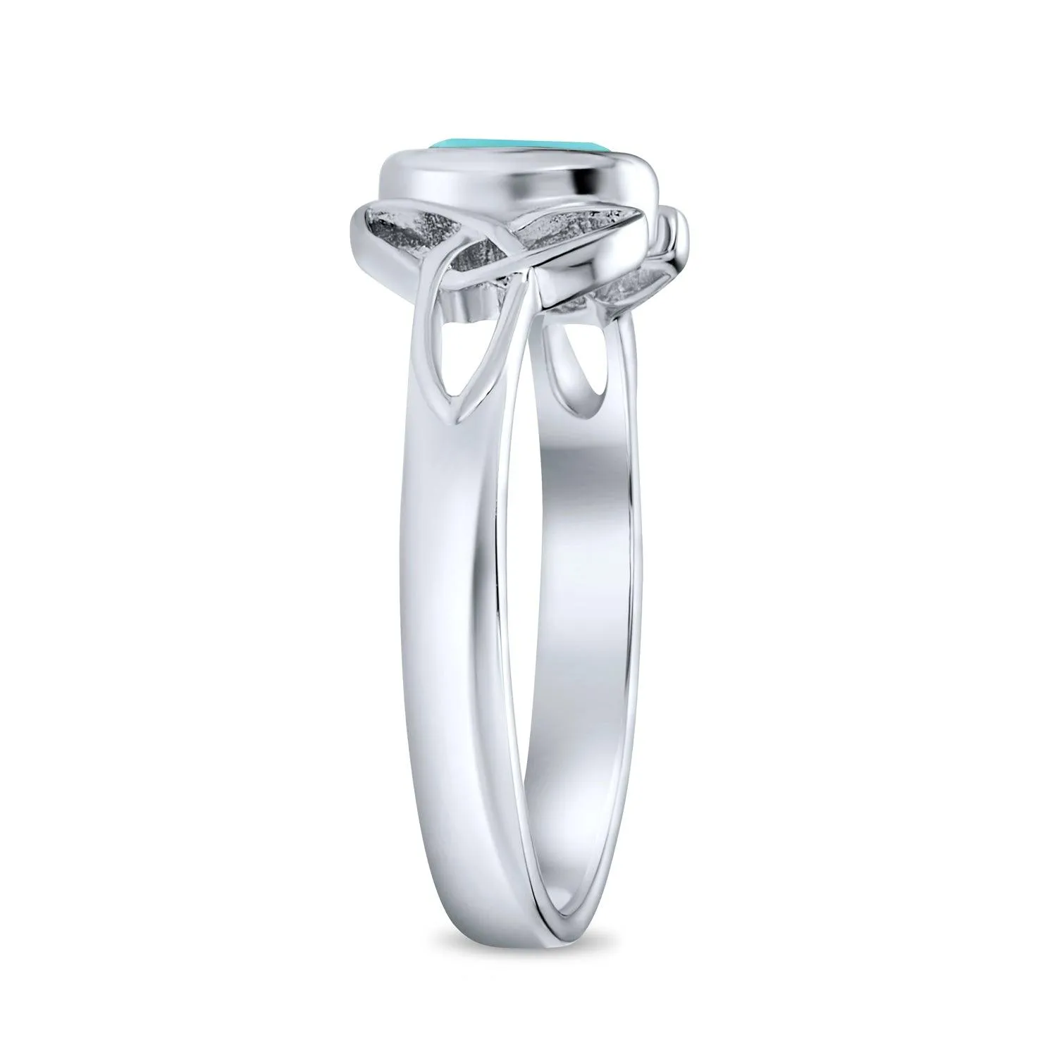 Gemstone CZ BFF Sorority Sister Celtic Triquetra Love Knot Ring .925 Silver