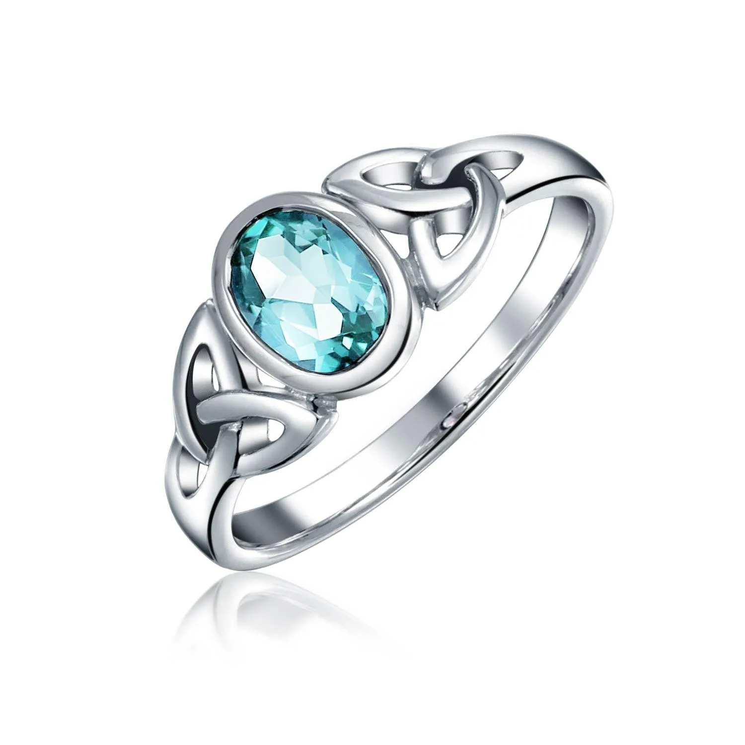 Gemstone CZ BFF Sorority Sister Celtic Triquetra Love Knot Ring .925 Silver