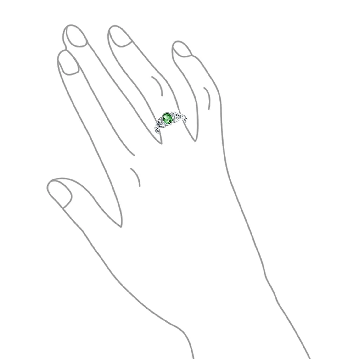 Gemstone CZ BFF Sorority Sister Celtic Triquetra Love Knot Ring .925 Silver