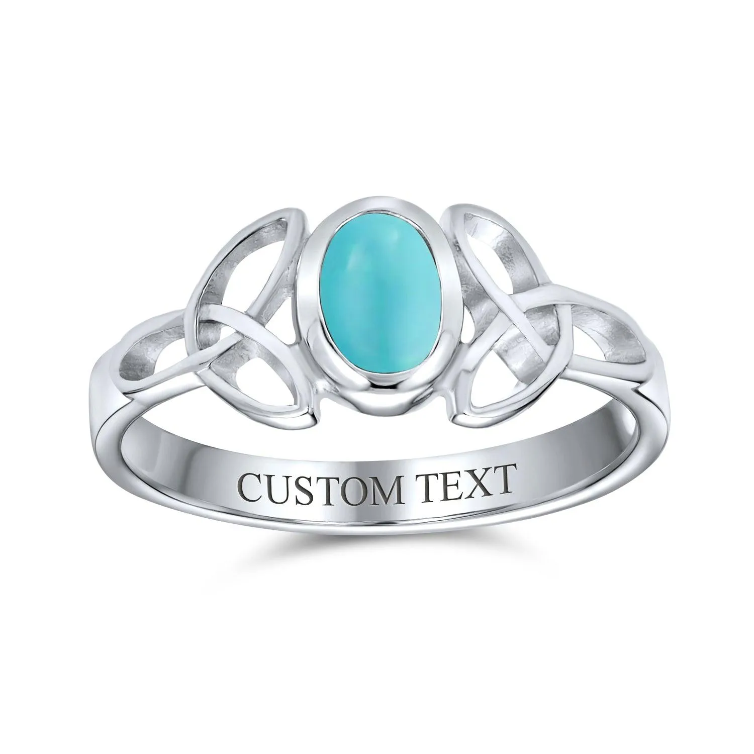 Gemstone CZ BFF Sorority Sister Celtic Triquetra Love Knot Ring .925 Silver