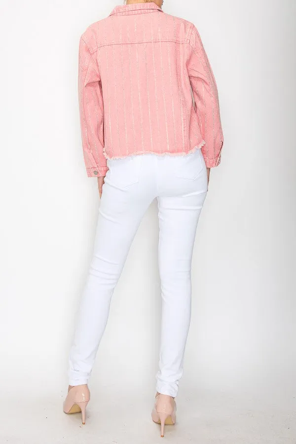 Hot Pink Rhinestone Denim Jacket