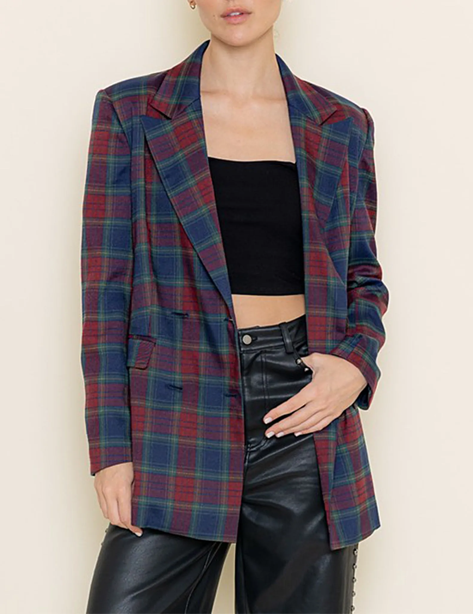 Jacqueline Plaid Double Breasted Blazer