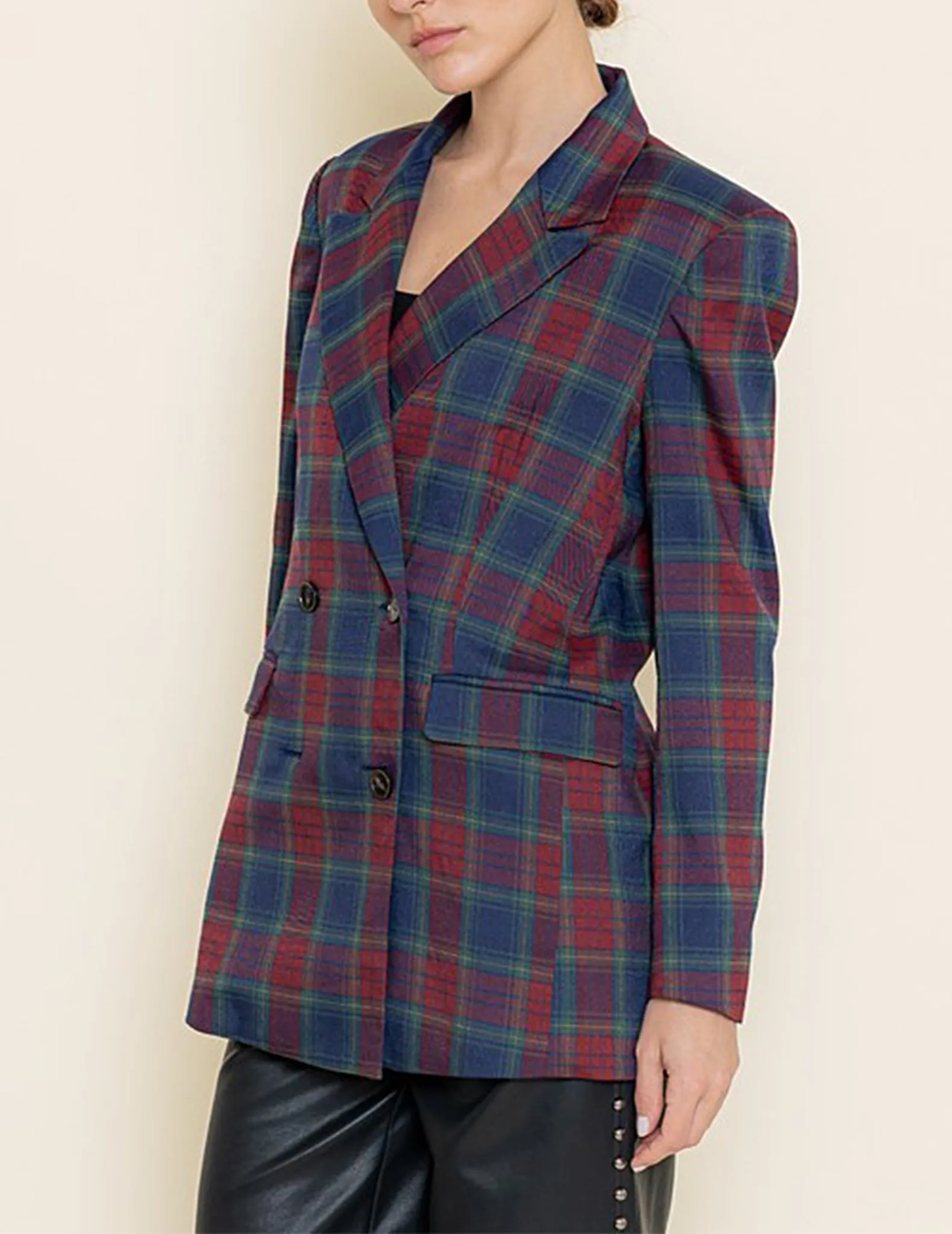Jacqueline Plaid Double Breasted Blazer